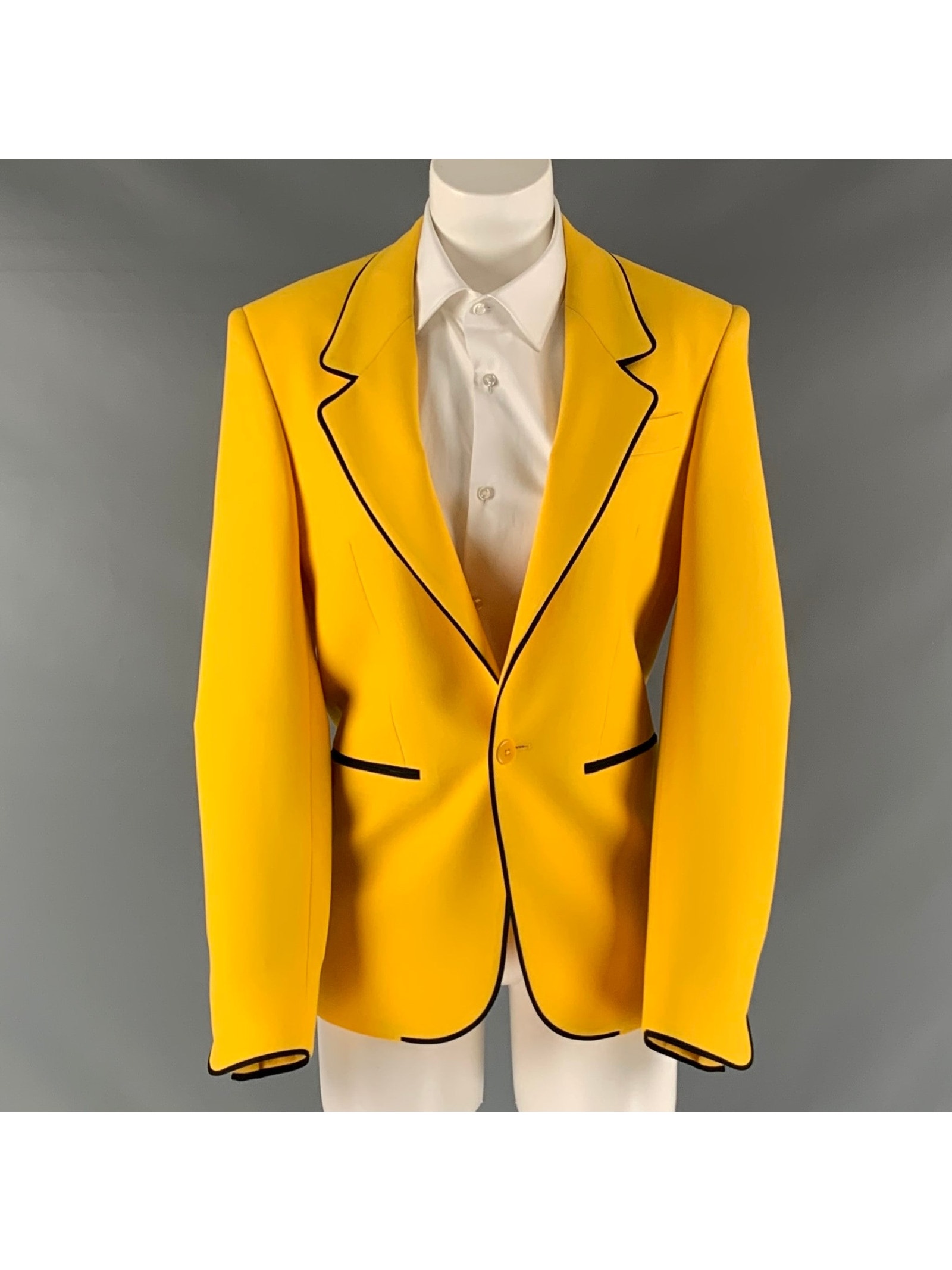 Random Identities Size 36 Regular Yellow Black Solid Sport Coat